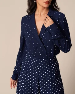 The Navy V Neck Polka Dot Button Up Shirt -Deals Dress N Swimwear Store the navy polka dot button shirt tops dbjscm 515162
