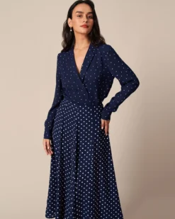 The Navy V Neck Polka Dot Button Up Shirt -Deals Dress N Swimwear Store the navy polka dot button shirt tops fqesbr 780464