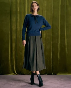 The Navy Round Neck Tie Ribbed Sweater -Deals Dress N Swimwear Store the navy round neck tie sweater tops e7wmm6