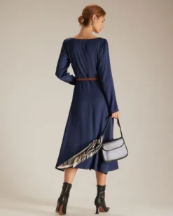 The Navy Sweetheart Neck Button Midi Dress -Deals Dress N Swimwear Store the navy sweetheart neck single breasted midi dress dresses bjwgls