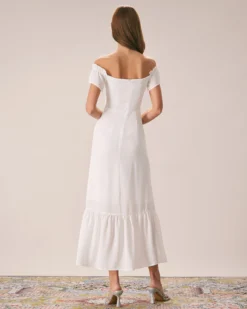 The White Off The Shoulder Ruffle Maxi Dress -Deals Dress N Swimwear Store the off the shoulder ruched dress dresses jqy97k