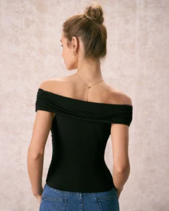 The Black Off The Shoulder Twist Tee -Deals Dress N Swimwear Store the off the shoulder twist tee tops fnvj4q