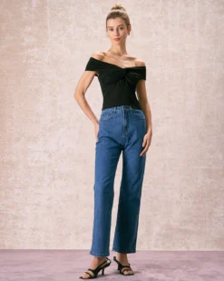 The Black Off The Shoulder Twist Tee -Deals Dress N Swimwear Store the off the shoulder twist tee tops jnxl1t