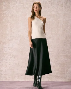 The Beige One Shoulder Ribbed Knit Tank Top -Deals Dress N Swimwear Store the one shoulder rib knit top tops itooon