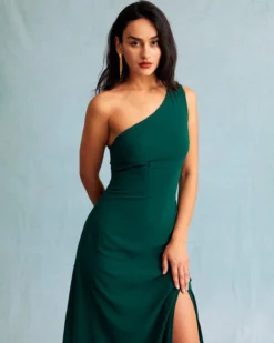 The Green One Shoulder Sleeveless Maxi Dress 7 The Green One Shoulder Sleeveless Maxi Dress -Deals Dress N Swimwear Store the one shoulder slit maxi dress dresses k87ewc 514101
