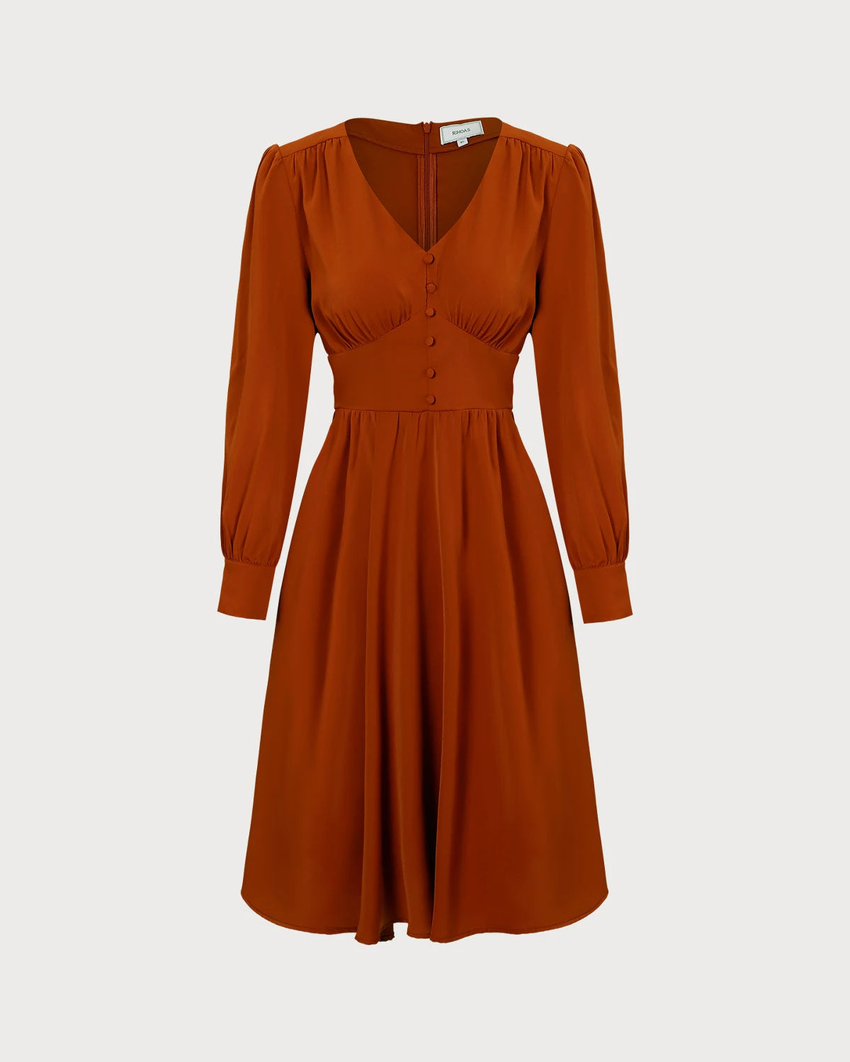 The Orange V Neck Pleated Button Midi Dress 6 The Orange V Neck Pleated Button Midi Dress - Image 6