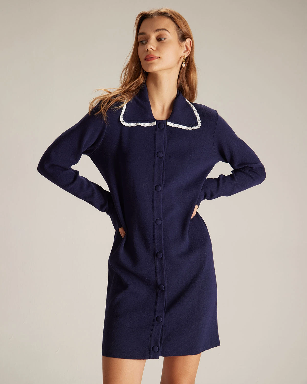 The Navy Peter Pan Collar Sweater Mini Dress 1 The Navy Peter Pan Collar Sweater Mini Dress