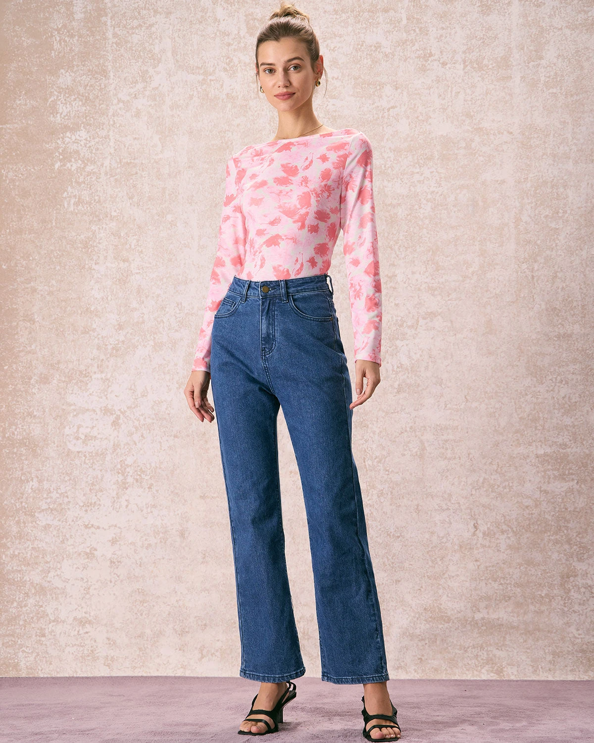 The Pink Boat Neck Floral Long Sleeve Tee 4 The Pink Boat Neck Floral Long Sleeve Tee - Image 4