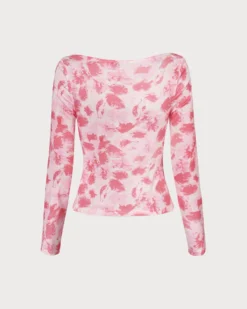The Pink Boat Neck Floral Long Sleeve Tee 15 The Pink Boat Neck Floral Long Sleeve Tee -Deals Dress N Swimwear Store the pink boat neck floral tee tops ao54ec 901068