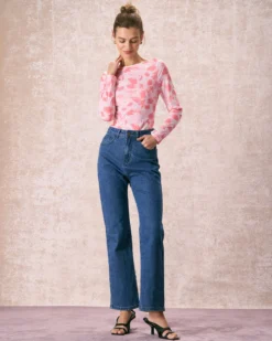 The Pink Boat Neck Floral Long Sleeve Tee 12 The Pink Boat Neck Floral Long Sleeve Tee -Deals Dress N Swimwear Store the pink boat neck floral tee tops nlbscz