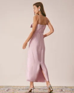 The Pink Bowknot Satin Strap Maxi Dress -Deals Dress N Swimwear Store the pink bowknot satin maxi dress dresses owpull