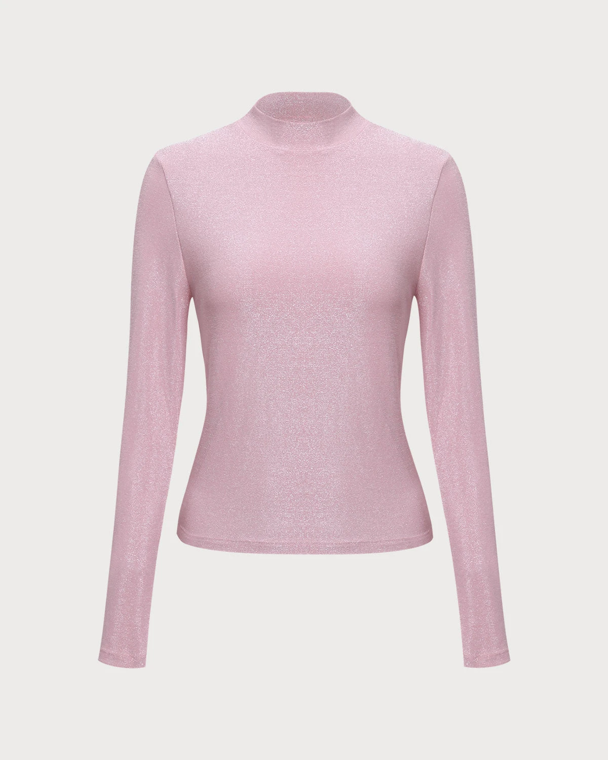 The Pink Mock Neck Long Sleeve Lurex Tee 7 The Pink Mock Neck Long Sleeve Lurex Tee - Image 7