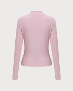 The Pink Mock Neck Long Sleeve Lurex Tee 15 The Pink Mock Neck Long Sleeve Lurex Tee -Deals Dress N Swimwear Store the pink mock neck lurex tee tops re9odx