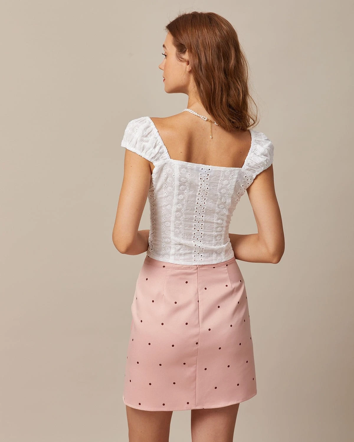 The Pink Polka Dot Button Slit Mini Skirt 5 The Pink Polka Dot Button Slit Mini Skirt - Image 5