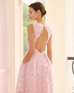 The Pink Round Neck Backless Midi Dress -Deals Dress N Swimwear Store the pink round neck backless midi dress dresses 9iosz9