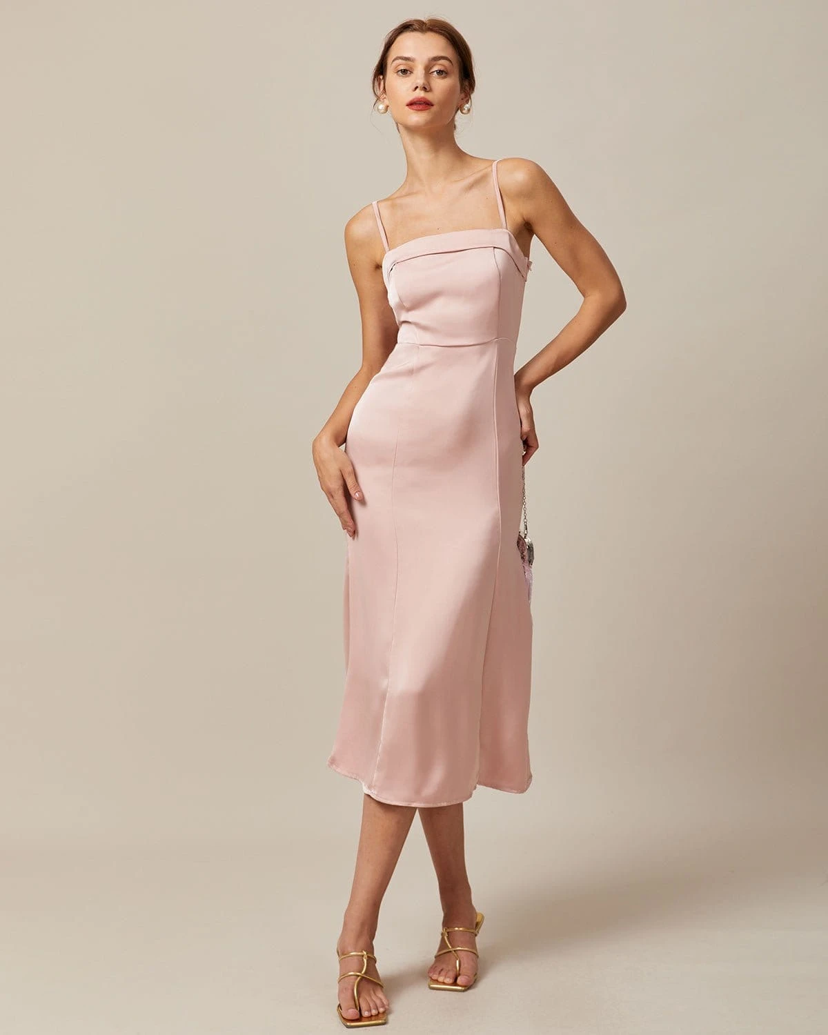 The Pink Bodycon Satin Cami Midi Dress 2 The Pink Bodycon Satin Cami Midi Dress - Image 2