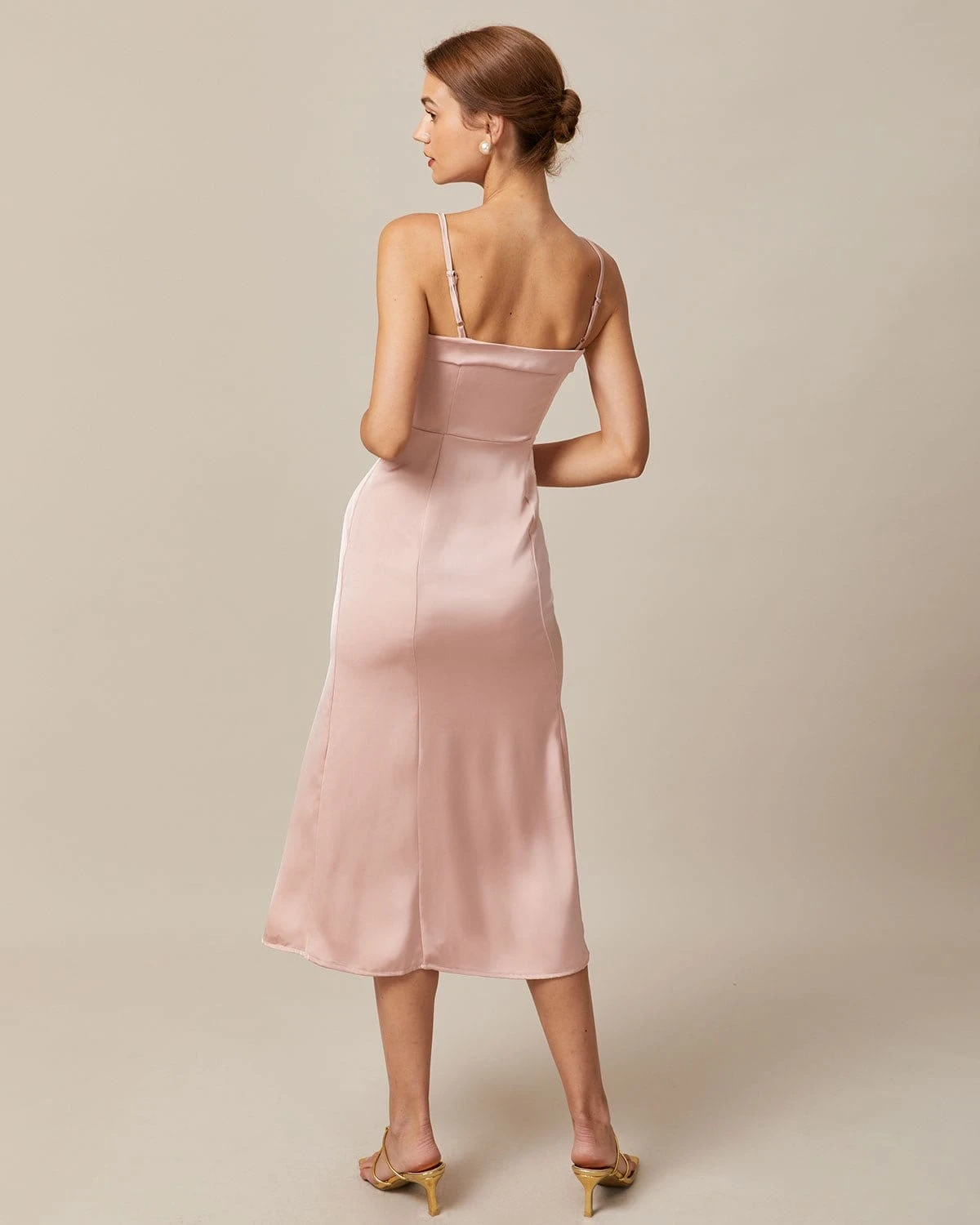 The Pink Bodycon Satin Cami Midi Dress 5 The Pink Bodycon Satin Cami Midi Dress - Image 5