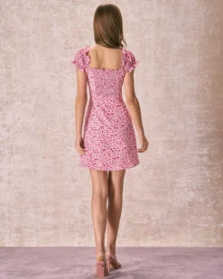 The Pink Square Neck Puff Sleeve Floral Mini Dress 13 The Pink Square Neck Puff Sleeve Floral Mini Dress -Deals Dress N Swimwear Store the pink square neck floral mini dress dresses 45ehr7
