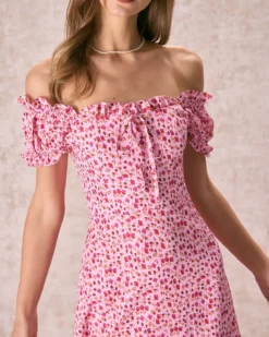 The Pink Square Neck Puff Sleeve Floral Mini Dress 10 The Pink Square Neck Puff Sleeve Floral Mini Dress -Deals Dress N Swimwear Store the pink square neck floral mini dress dresses y8went
