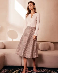 The Brown High Waisted Plaid Button Midi Skirt -Deals Dress N Swimwear Store the plaid button midi skirt bottoms lq0q5l