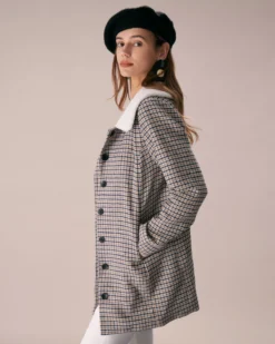 The Khaki Lapel Single Breasted Plaid Blazer -Deals Dress N Swimwear Store the plaid single breasted blazer outerwear ubmoju