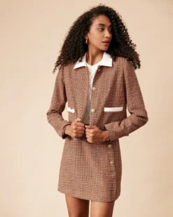 The Collared Button Up Plaid Tweed Jacket 9 The Collared Button Up Plaid Tweed Jacket -Deals Dress N Swimwear Store the plaid tweed jacket khaki outerwear 4tuvhx