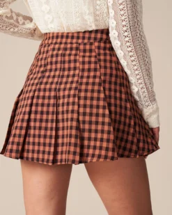 The Brown High Waist Pleated Plaid Mini Skirt 9 The Brown High Waist Pleated Plaid Mini Skirt -Deals Dress N Swimwear Store the pleated plaid mini skirt bottoms rmx51n 227608