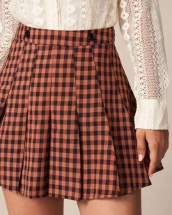 The Brown High Waist Pleated Plaid Mini Skirt 8 The Brown High Waist Pleated Plaid Mini Skirt -Deals Dress N Swimwear Store the pleated plaid mini skirt bottoms zum5z0 810995
