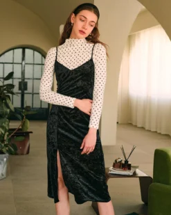 The Polka Dot Mock Neck Knit Top 10 The Polka Dot Mock Neck Knit Top -Deals Dress N Swimwear Store the polka dot knit top tops agg80y