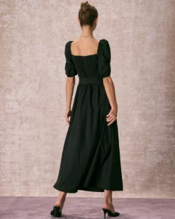 The Black Sweetheart Neck Puff Sleeve Belt Maxi Dress -Deals Dress N Swimwear Store the puff sleeve belt maxi dress dresses qnym8z