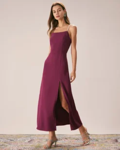 The Purple Pearl Strap A-Line Slit Maxi Dress 9 The Purple Pearl Strap A-Line Slit Maxi Dress -Deals Dress N Swimwear Store the purple pearl strap maxi dress dresses ui1bpt
