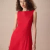 The Red Boat Neck Sleeveless Mini Dress
