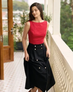 The Red Boat Neck Linen Tank Top -Deals Dress N Swimwear Store the red boat neck solid tank top tops cqfthc