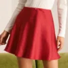The Red High Waisted Bowknot Mini Skirt