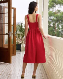 The Red Sweetheart Neck Criss Cross Ruched Midi Dress 8 The Red Sweetheart Neck Criss Cross Ruched Midi Dress -Deals Dress N Swimwear Store the red criss cross ruched midi dress dresses zm7ld8