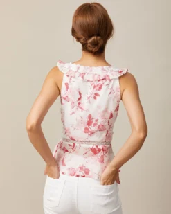 The Red V Neck Floral Flounce Tank Top -Deals Dress N Swimwear Store the red floral lace tank top tops jtfgsa 685283