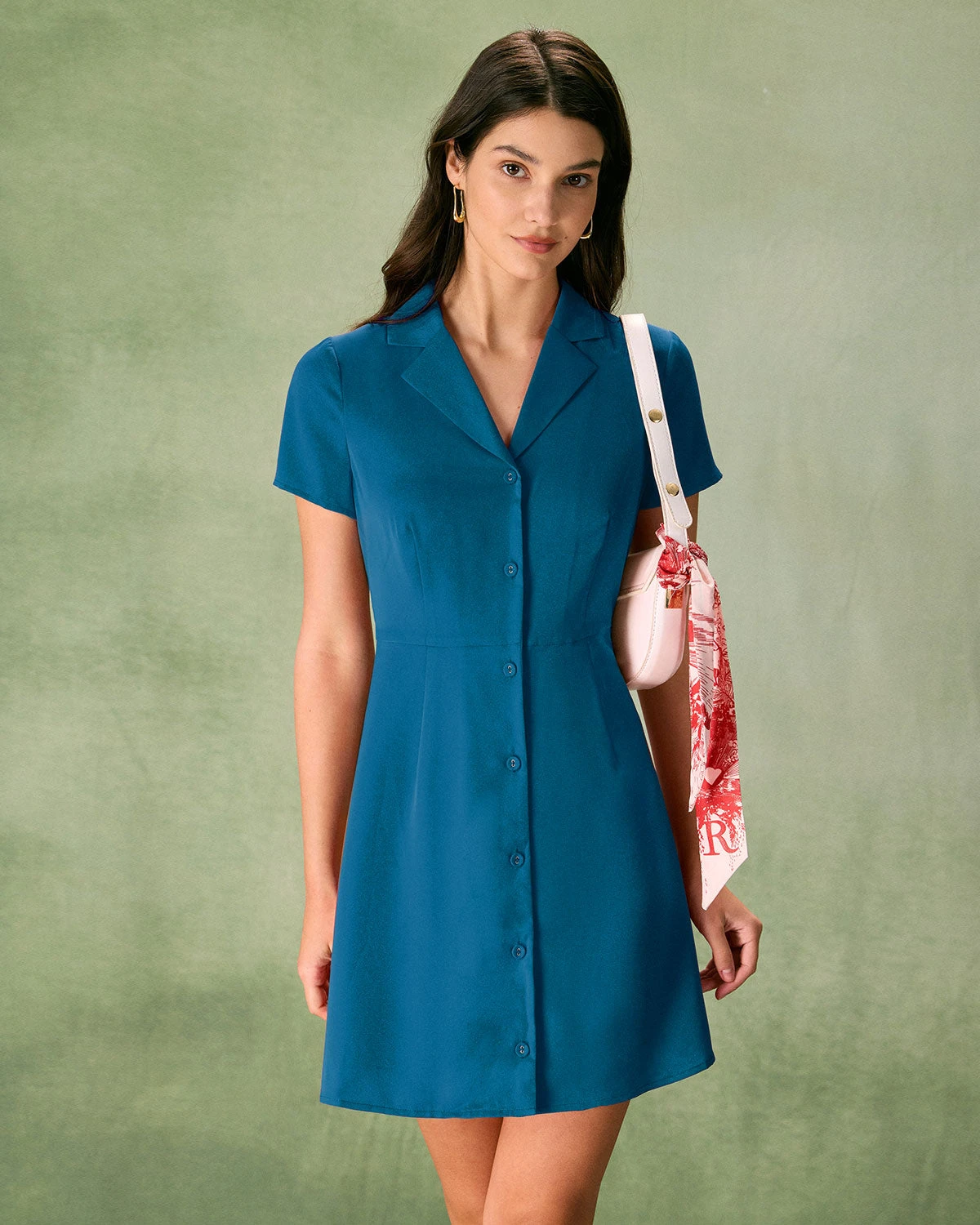 The Blue Lapel Button Mini Dress 1 The Blue Lapel Button Mini Dress