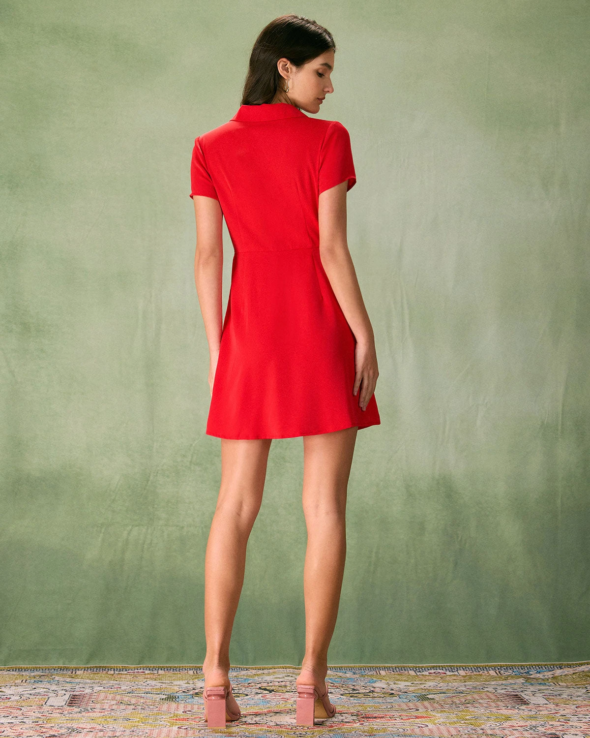 The Red Lapel Button Mini Dress 6 The Red Lapel Button Mini Dress - Image 6