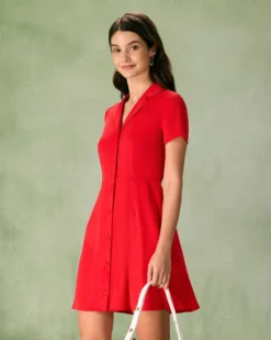 The Red Lapel Button Mini Dress 9 The Red Lapel Button Mini Dress -Deals Dress N Swimwear Store the red lapel button mini dress dresses ci3iv5