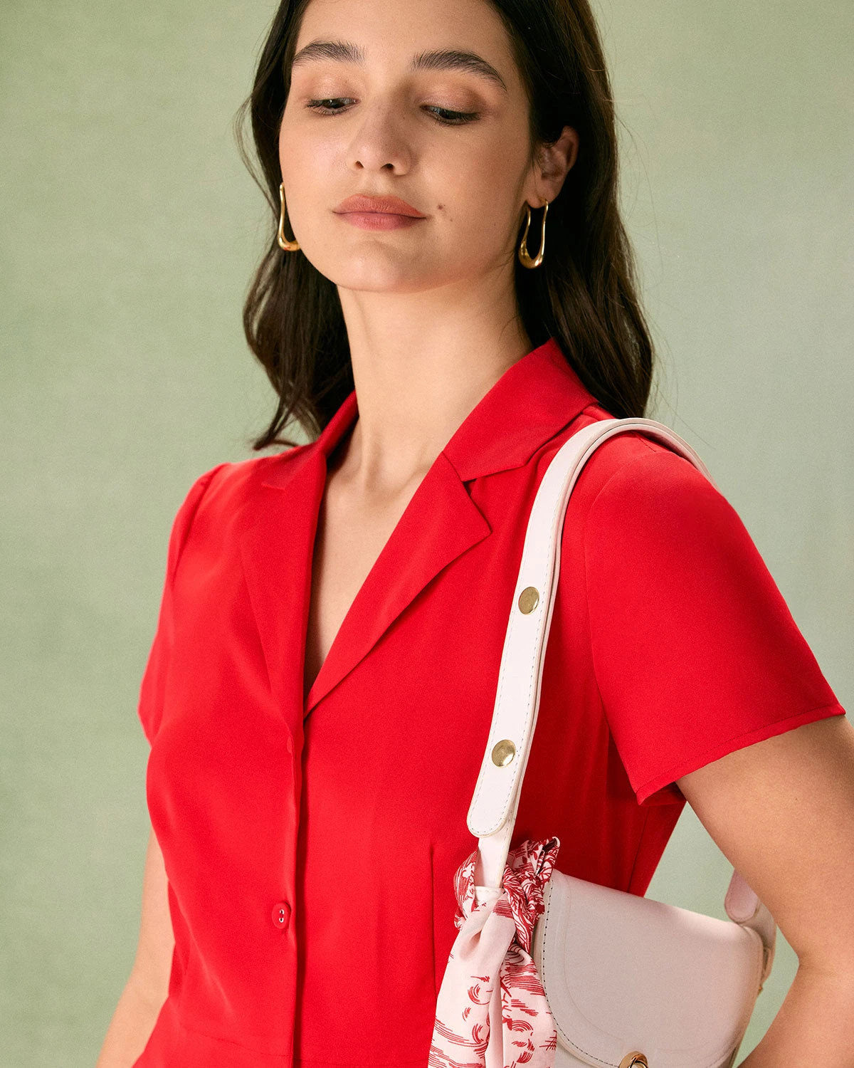 The Red Lapel Button Mini Dress 2 The Red Lapel Button Mini Dress - Image 2