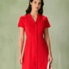 The Red Lapel Button Mini Dress