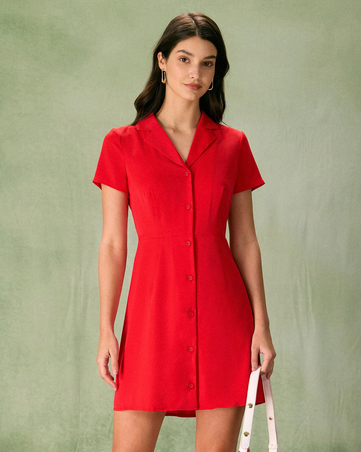 The Red Lapel Button Mini Dress 1 The Red Lapel Button Mini Dress