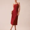 The Red Lurex Twist Back Slip Maxi Dress