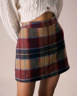 The Red Plaid Zipper Fly Tweed Mini Skirt -Deals Dress N Swimwear Store the red plaid tweed mini skirt bottoms 3lkhbh