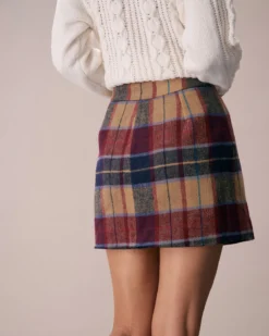 The Red Plaid Zipper Fly Tweed Mini Skirt -Deals Dress N Swimwear Store the red plaid tweed mini skirt bottoms dxsne9