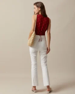 The Red V Neck Polka Dot Print Sleeveless Vest -Deals Dress N Swimwear Store the red polka dot vest tops llvppr 841238