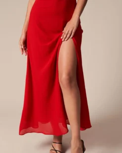 The Red Cowl Neck Cutout Ruched Maxi Dress -Deals Dress N Swimwear Store the red ruched slit maxi dress dresses atp7mw 701352