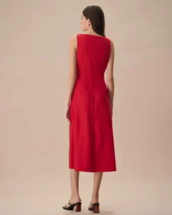 The Red Square Neck Pocket Midi Dress 10 The Red Square Neck Pocket Midi Dress -Deals Dress N Swimwear Store the red square neck pocket front midi dress dresses a85zly