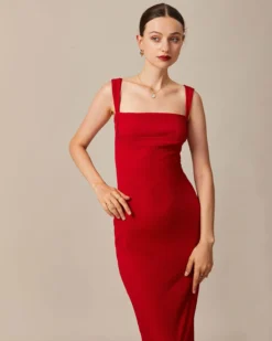 The Red Square Neck Ribbed Midi Dress 8 The Red Square Neck Ribbed Midi Dress -Deals Dress N Swimwear Store the red square neck ribbed midi dress dresses 1jwisr 778353