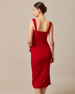 The Red Square Neck Ribbed Midi Dress 11 The Red Square Neck Ribbed Midi Dress -Deals Dress N Swimwear Store the red square neck ribbed midi dress dresses ovsvye 632371